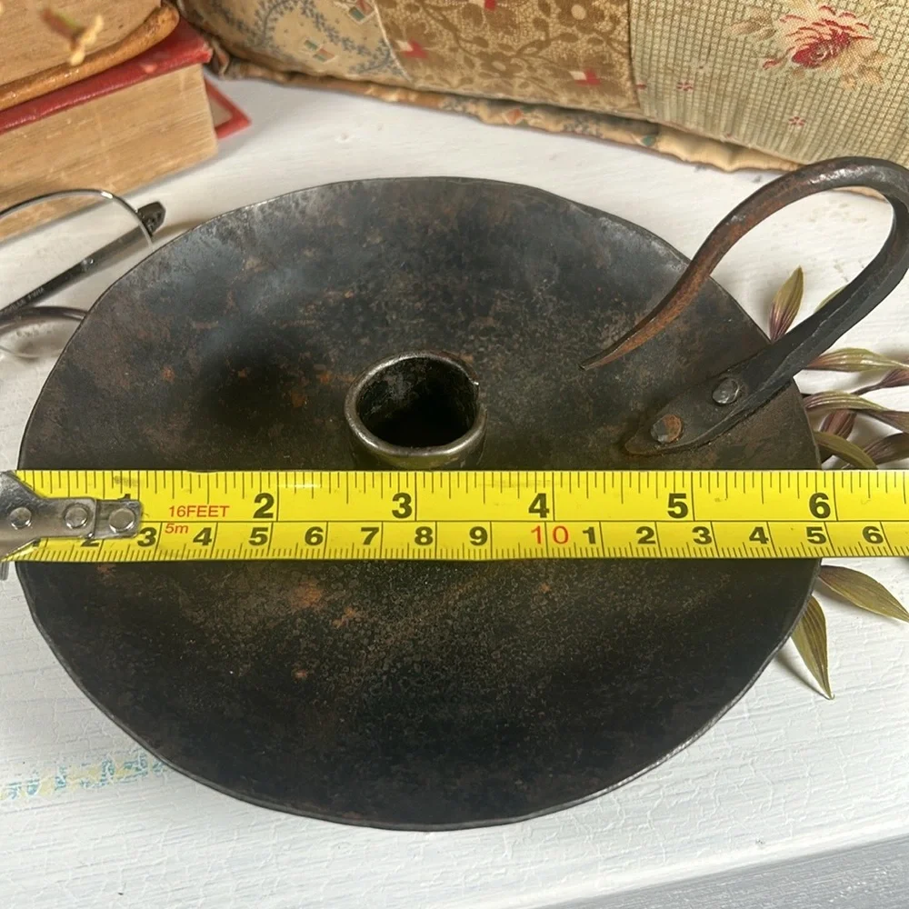 VTG Hand Forged Iron Candlestick Handheld Hand Made Rustic Farmhouse Primitive